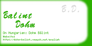 balint dohm business card